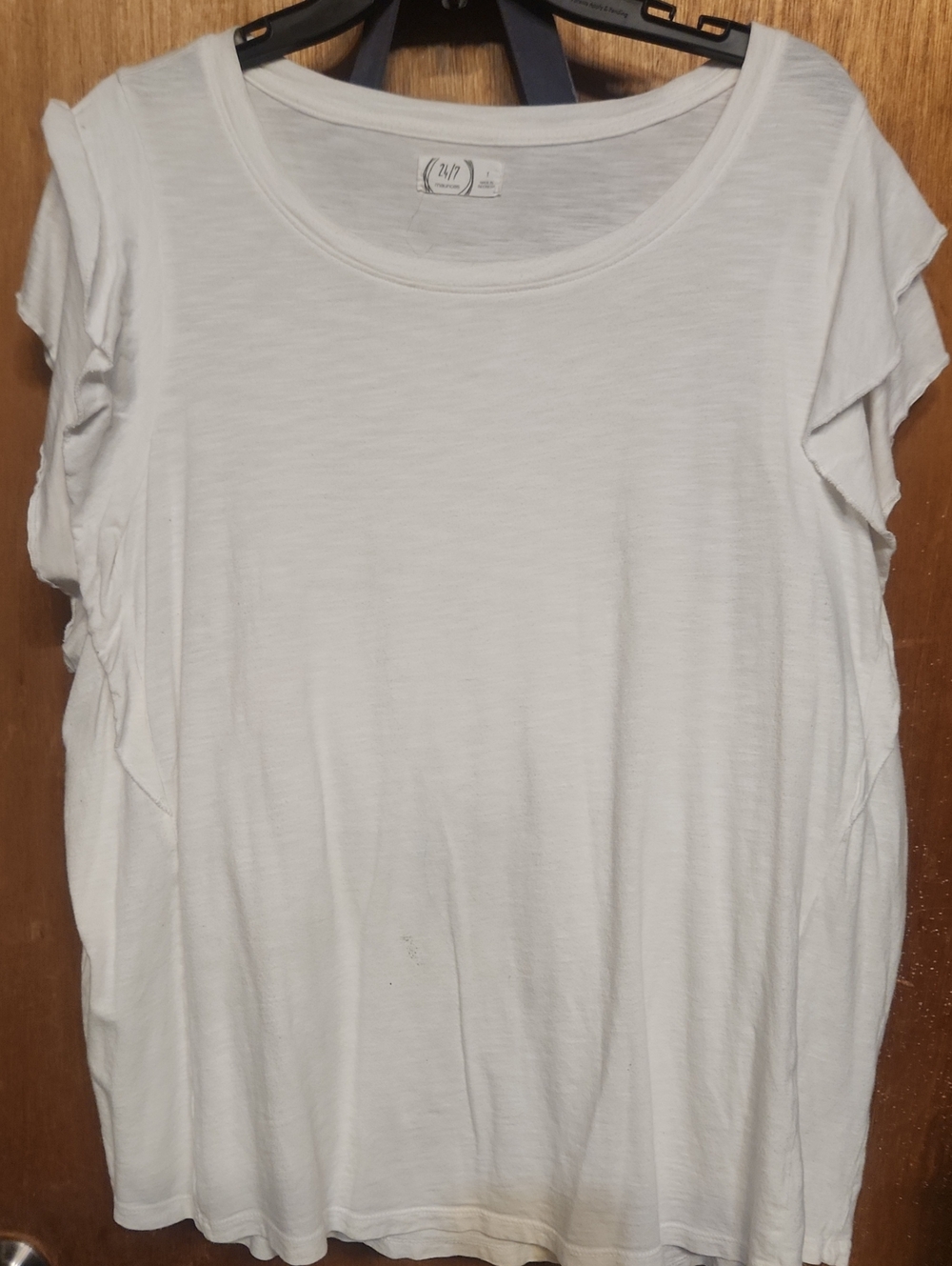 Maurices White Short Sleeve Ruffle Detail Tee